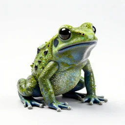 topiary shaped like a poison dart frog, professional studio photo, full body, isolated on a pure white background, centered, entire subject in frame, sharp focus, soft studio lighting