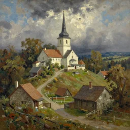 beautiful oil painting of bishop hill colony by olaf krans