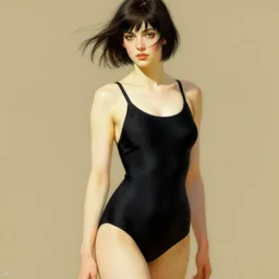 woman with a black swimsuit artwork by tim hildebrandt