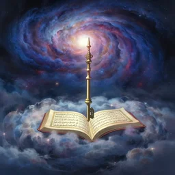 makoto shinkai concept art of descending quran from the nebula cloud, key visual, ambient lighting, highly detailed, digital painting, artstation, concept art, sharp focus, by makoto shinkai and akihiko yoshida and hidari and wlop and greg rutkowski