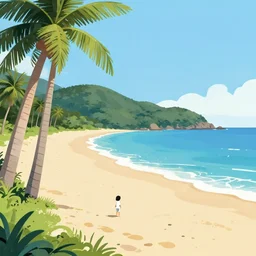 create a illustration of a beach in japan