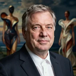 a portrait of viktor orban with background scenery by juergen teller, iris van herpen