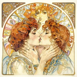 a beautifull intricate watercolor painting of a lovers kissing, reflexions, verry high details, colorfull, by william turner art, by greg rutkowski, by alphonse mucha, by james jean, by rossdraws, by frank franzzeta, by sakimichan, trending on artstation, very very detailed, masterpiece,