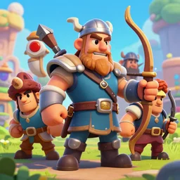 a viking archer, clash royal style characters, unreal engine 5, octane render, detailed, brawl stars, cinematografic, cinema 4 d, artstation trending