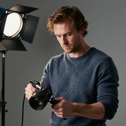 richard iv the roman king, real human wearing cashmere shirt, soft studio lighting, sigma lens photo, he is holding welding machine