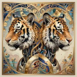 symmetry!! portrait of a hybrid robot tiger, midsommar style, intricate, elegant, highly detailed, digital painting, artstation, concept art, smooth, sharp focus, illustration, art by artgerm and greg rutkowski and alphonse mucha, 8 k