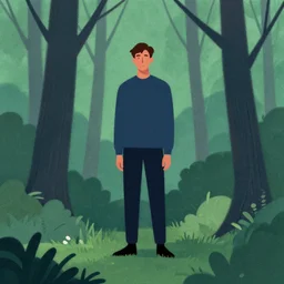 man in the woods, james jean style