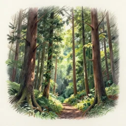 forest in a Colored pencil style
