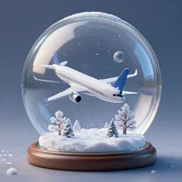a airplane in a snowglobe surrealism digital art