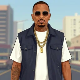 gta san andreas illustration style of jamiroquai