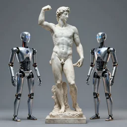 The Discobolus of Myron sculpture as an I Robot by mario feng, ray tracing, master shot, octane render, 8k, ultra hd, perfect light