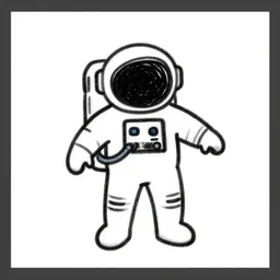 basic digital drawing scribble in photoshop of simple astronaut