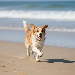 puppy running on the beach