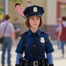 film still of Judy Hopps as a real human young policewoman, from 21 Jump Street (1987)