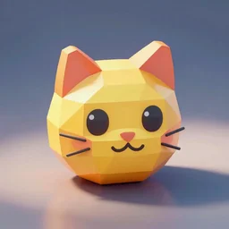 cute, low polygon render of a cat icon emoji, highly colorful, detailed, isometric 3d, ultra HD