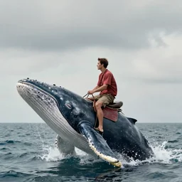 Man riding a whale