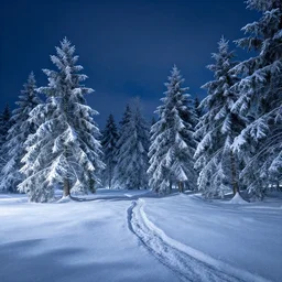 julius sergius klever icy winter landscape trees and snow beautiful midnight night