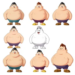 game asset sheet, material study, 2 d sprite, 1 9 6 0 s era big detailed characters from animation cartoon by r. crumb