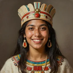 an portrait of an happy female inca, detailed, centered, digital painting, artstation, concept art, donato giancola, Joseph Christian Leyendecker, WLOP, Boris Vallejo, Breathtaking, 8k resolution, extremely detailed, beautiful, establishing shot, artistic, hyperrealistic, beautiful face, octane render