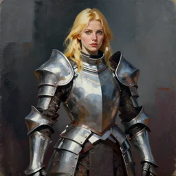 a d & d portrait of beautiful blonde woman in heavy armor, rpg character, organic painting, bold shapes, hard edges, gloomy colors, by artgerm