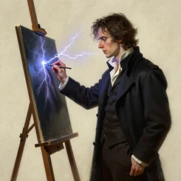 dorian gray's painting being painted by basil halward, digital painting, wallpaper, realistic lightning