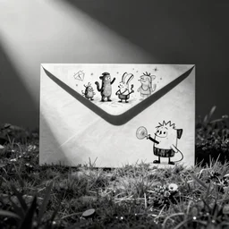 a loud email, cartoons, sketch, b&w