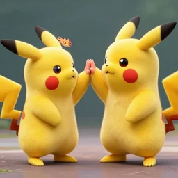 a hyper realistic digital still of Donald Trump and Pikachu high fiving , 8k, realistic photo,