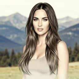 megan fox double exposure effect in realistic mountain scenery, medium sized tattoo sketch, amazing detail, trending on pinterest, in the style of brandon kidwell