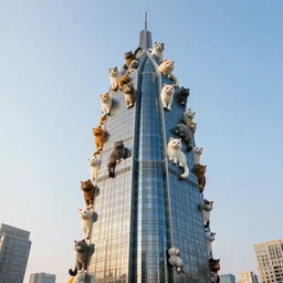 a stunning professional photo of a skyscraper made of cats, ultra detail, beautiful, national geographic quality