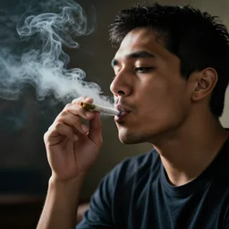 a guy smoking a joint very fast