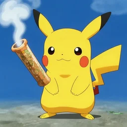 pikachu smoking a big blunt, pikachu smoking weed by ken sugimori