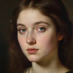 a beautiful woman with stars in her eyes. classical art, realistic, detailed, sophisticated, traditional, masterpiece, trending on artstation, featured on pixiv, portrait, artisan, skilled, master painter