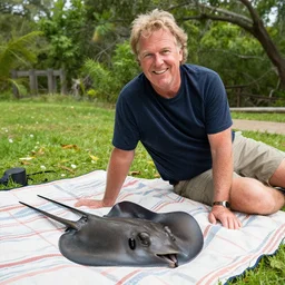 steve irwin on a picnic with a stingray