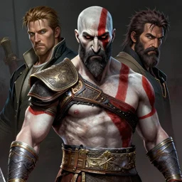 a highly detailed beautiful portrait of the rock as kratos, by gregory manchess, james gurney, james jean