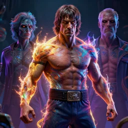 photorealistic chuck norris as a dmt entity in the style of alex grey and michael whelan. hyperdetailed photorealism, 1 0 8 megapixels, amazing depth, high resolution, 3 d shading, 3 d finalrender, 3 d cinematic lighting, glowing rich colors, psychedelic overtones, artstation concept art.