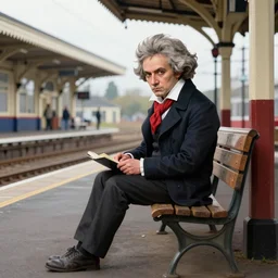 beethoven waiting at the saddleworth railway station