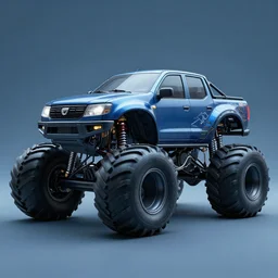 a dacia logan monster truck, full of details, dark sci - fi, cold blue colors, matte painting, artstation, 8 k, hyperrealistic,