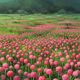 beautiful landscape of desolate swamps made of lollipops, trending on artstation, octane, moody lighting, vibrant colors, ultrarealism, studio ghibli
