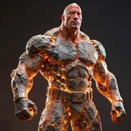 photorealistic dwayne johnson but he is made of rocks. hyperdetailed photorealism, 1 0 8 megapixels, amazing depth, glowing rich colors, powerful imagery, 3 d finalrender, 3 d shading, cinematic lighting, artstation concept art