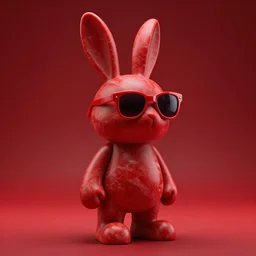 rabbit groot red marble statue, red sunglasses, very red background, soft red texture, red realistic 3 d render, soft red lights, 4 k, high detailed photography red, 5 0 mm lens, rich red colors, smooth gradients, depth of field, cinematic, hyper realism, high detail, octane render, unreal engine, 8 k, very red colors