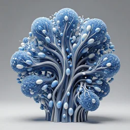 fine art photograph abstract platine sculpture, octane, unreal engine, highly detailed, by kelbv, tubes, veins, pumped full with blue and white ellipsoids, 3 d fractrals, perfect studio lighting
