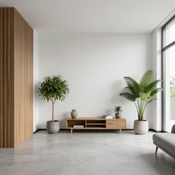 A modern indoor room, clean architecture, some plants, peaceful, 8K, Octane Render
