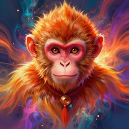 prompt! dream symmetry!! stunning portrait of chinese monkey wukon myth!! by victo ngai, kilian eng vibrant colours, dynamic lighting, digital art, winning award masterpiece, fantastically beautiful, illustration, aesthetically inspired by beksinski and dan mumford, trending on artstation, art by greg rutkowski, 8 k