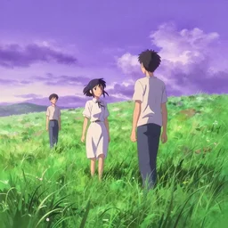 grassy field, amethyst in the sky, artstation, style of jesper ejsing, by rhads, makoto shinkai and lois van baarle, ilya kuvshinov, rossdraws