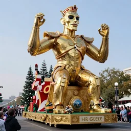 photo of giant parade float designed by hr giger in the macys thanksgiving parade, detailed 4 k photo