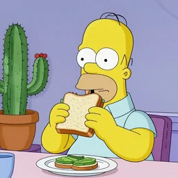 Homer Simpson eats a cactus sandwich