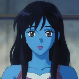 anime portrait of a blueskinned person