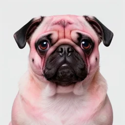 photo of a grotesque human - animal hybrid creature, portrait, human eyes, human ears, human nose, humanoid pug, human skin, pink skin, humanoid figure