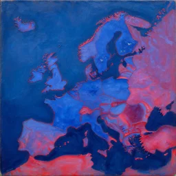 infrared american consciousness vs neon blue european replicators by wojciech siudmak, oil on canvas