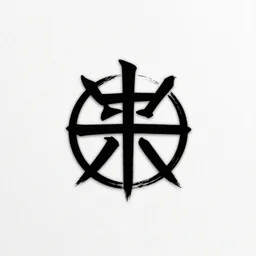 hyper minimalist logo of an occult neon samurai symbol